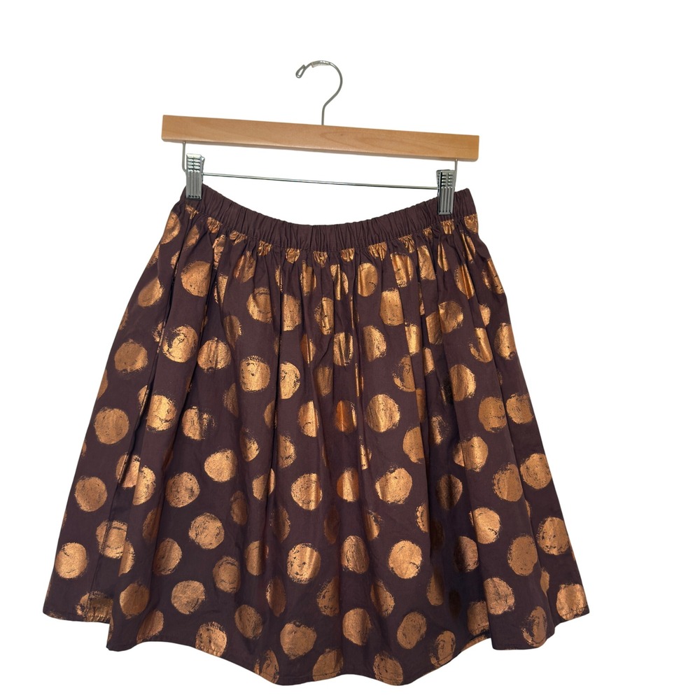 Hanna Anderson Small‎ Women’s Brown Gold Metallic Flare Circle Skirt Whimsigoth